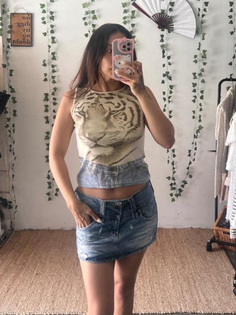 Vintage 90s/Y2K tiger graphic stretchy tank top size M